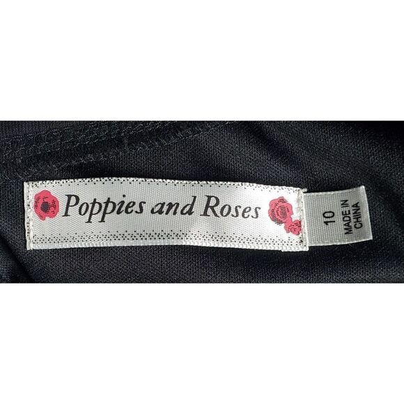 Poppies and Roses Jumpsuit Girls Size 10 Black Flowy Beaded Special Occasion New - Picture 5 of 10